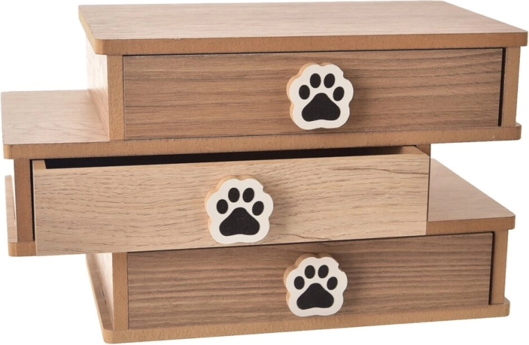 Wooden organizer with 3 drawers Lovely Cat
