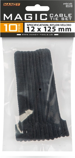 Textile cable ties with hook-and-loop fastening - 10 pieces