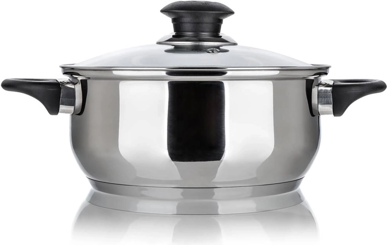 Stainless Steel Pot 22 cm with Glass Lid 3.8 l Super Value