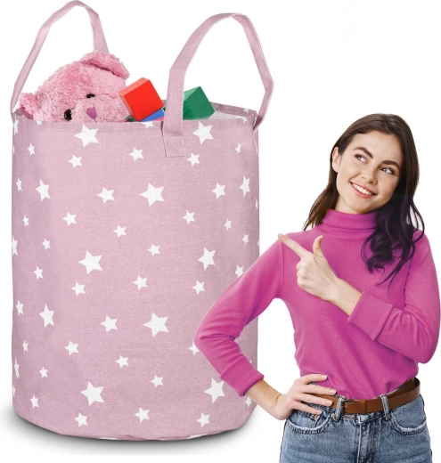 Розова кошница за играчки NUKIDO от памук