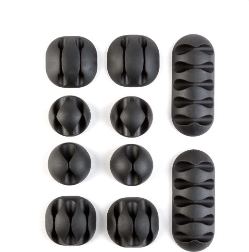 Self-Adhesive Cable Organizer, Black, 26 Clips