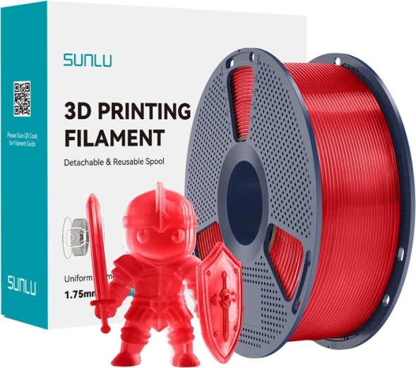 Филамент Sunlu PLA+ 1,75 mm – прозрачна червена