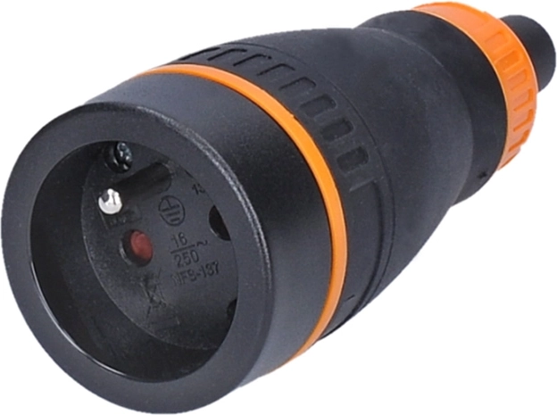 Solight straight in-line connector socket for damp conditions IP40/IP44 black-orange - 1 piece