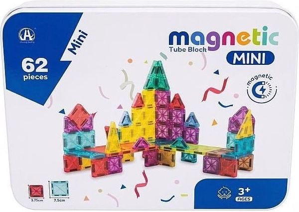Мини магнитен конструктор 62 части в метална кутия