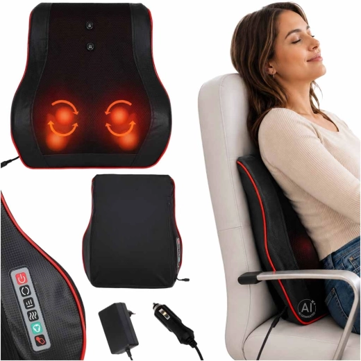 Heated neck and back massage cushion with controller