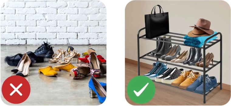 Up to 16 pairs on three shelves