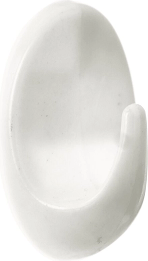 White plastic oval hook, small, 1 pc
