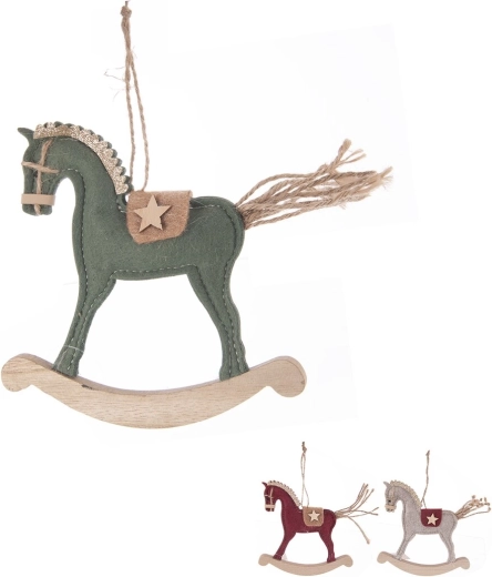 Christmas hanging ornament – wooden and felt horse (3 variants)