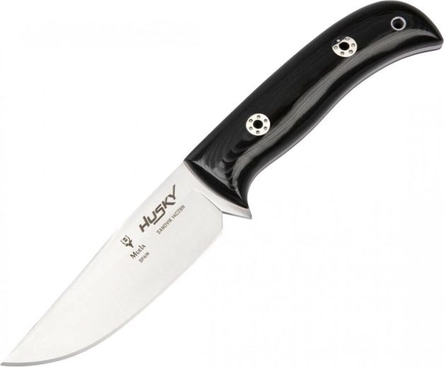 Muela Husky 11M аутдор нож 11 см, черна полирана Micarta, кожена кания