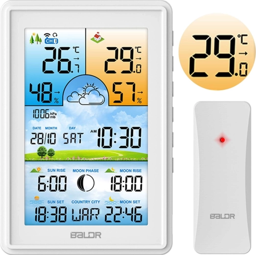 BALDR Wireless Weather Station with Color Display