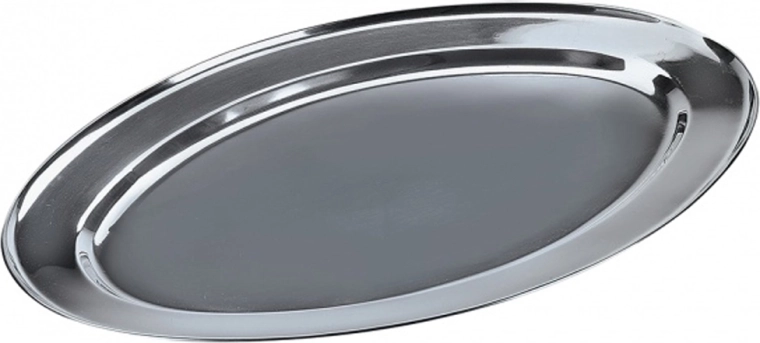 Oval stainless steel serving tray 45 cm