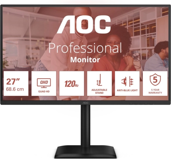 AOC Q27E4CV 27" QHD IPS монитор 120 Hz с USB-C и RJ-45