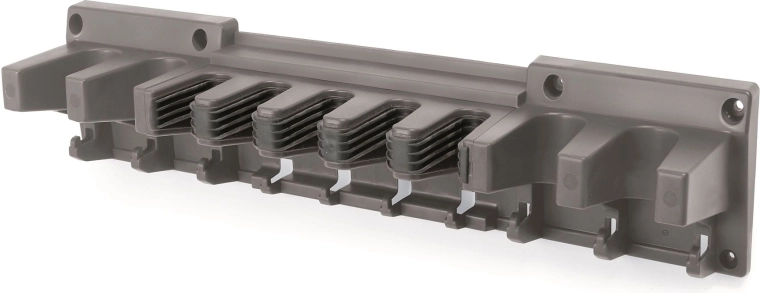 Wall-mounted tool rack with rubber grips, stone grey, 60 cm