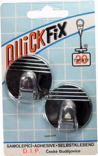 Self-adhesive round hook, silver, 2 pcs