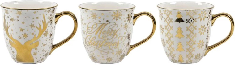 Christmas ceramic mug with a gold finish