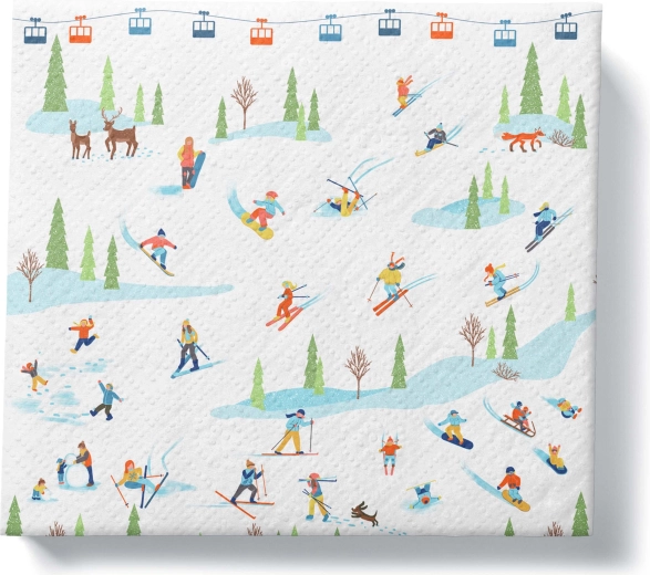 Christmas napkins skiers 33 × 33 cm, 3-ply