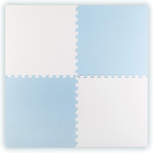 Large Foam Puzzle Mat RICOKIDS 60 × 60 cm, 4 pieces, blue-white