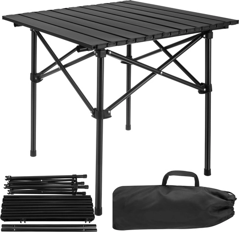 Folding camping table GARDLOV, steel, load capacity 70 kg, black