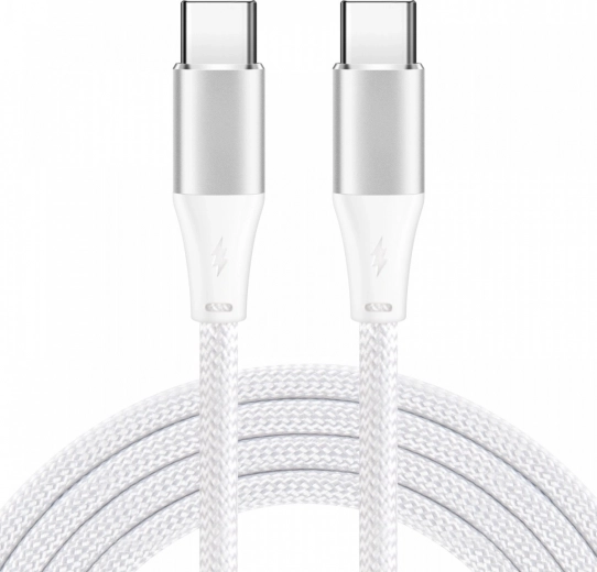 USB‑C кабел 2 м бял, 60 W, PD 3.0 и QC 4.0+