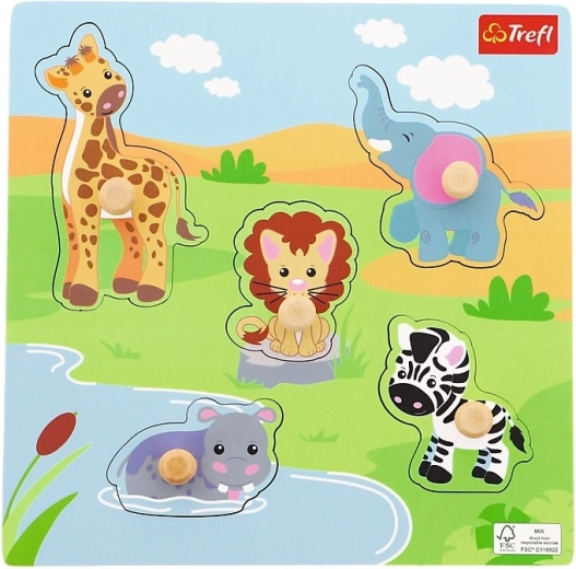 Дървен мини пъзел Safari – 5 части