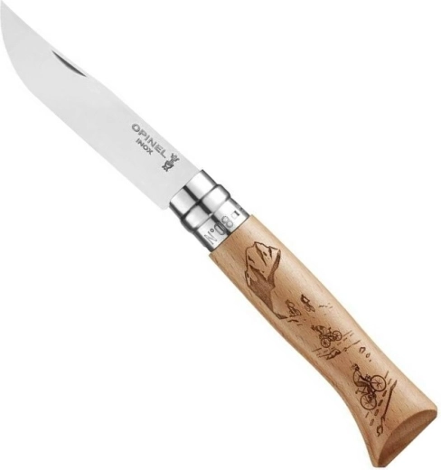 Джобен нож OPINEL №8 Gravure Sport Velo, букова дървесина, 8,5 см