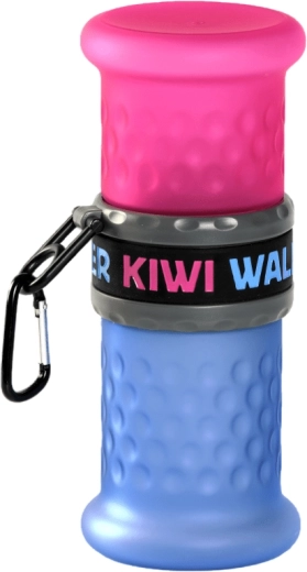 Travel water and food bottle 2-in-1 KIWI WALKER, plastic, blue–pink