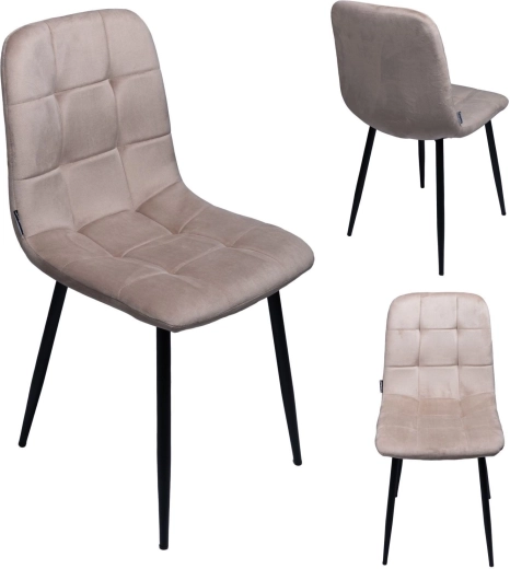 Upholstered velvet dining chair loft beige - 1 piece
