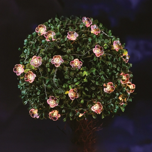 Solar String Lights with Flowers and 25 Warm White LEDs, 2.4 m