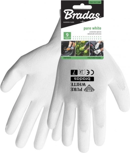 Pure White PU Gloves, Size 7