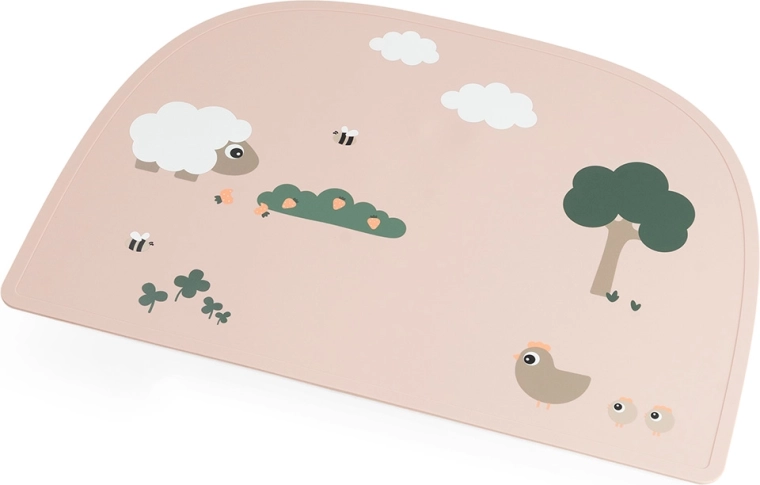 Done by Deer силиконова подложка за хранене Tiny farm розова