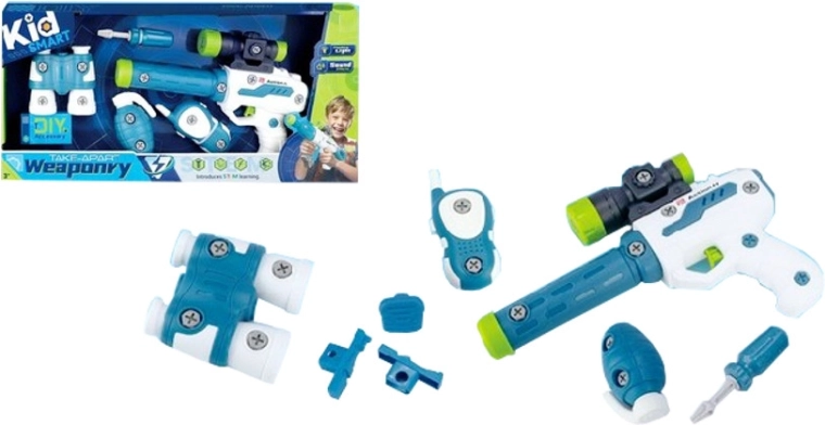 Конструктор пистолет с далекомер и радиостанция за завинтване със светлина и звук - 1 брой