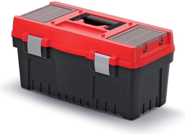 Toolbox with metal locks EVO 548 × 274 × 286 mm – red