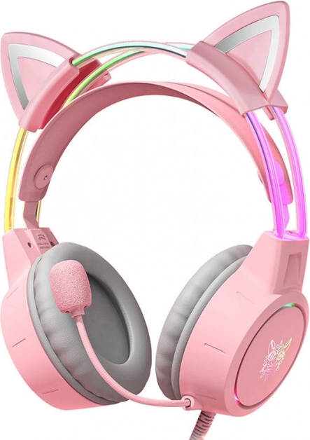 Onikuma X15 Pro Pink Gaming Headset with Cat Ears