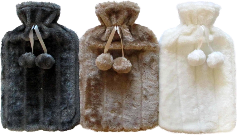 2 l Hot Water Bottle with Plush Cover - 1 Piece