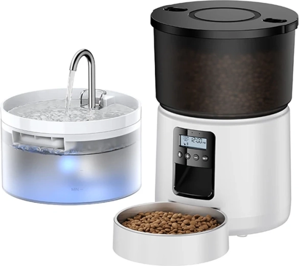ROJECO Button automatic feeder 3 l with 2 l water fountain