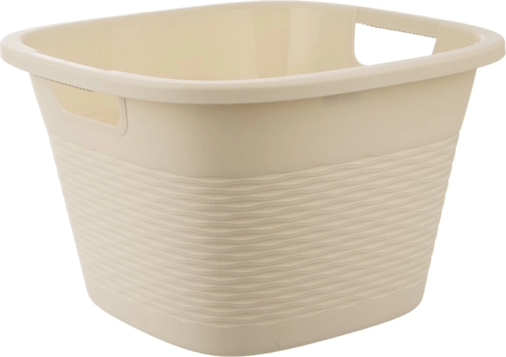 Loop square plastic washbasin with handles, beige, 16.8 l