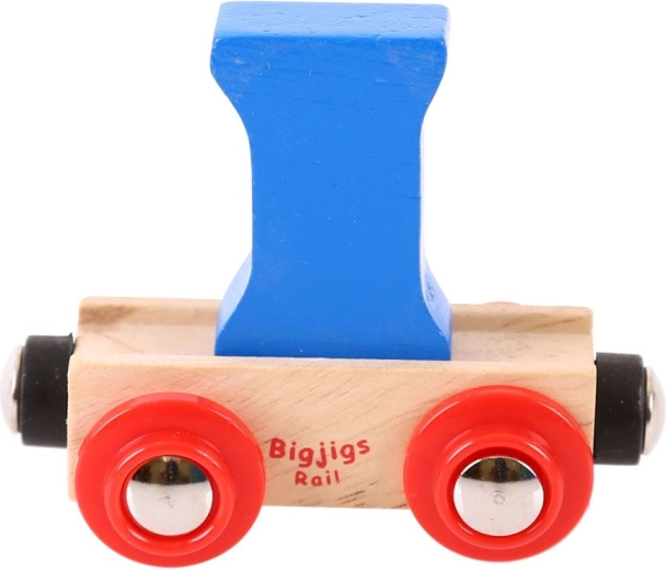 Вагонче с буква I за дървена влакова писта Bigjigs Rail