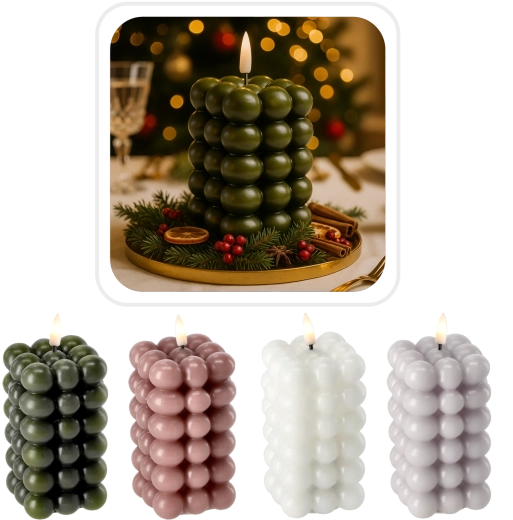 LED свещ Bubble 6 × 11,5 см от истински восък