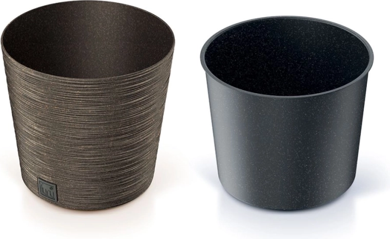Furu Round Low Eco Wood Flower Pot 30 cm – Coffee