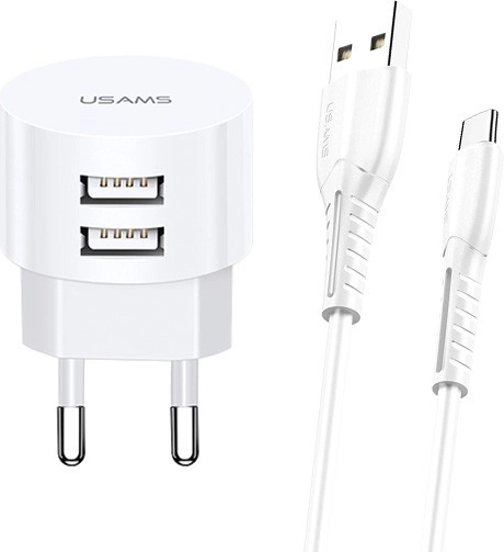 Charger USAMS T20 with 2xUSB and microUSB