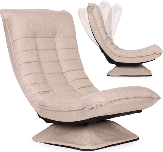 Adjustable swivel lounge chair for living room, beige, ModernHome