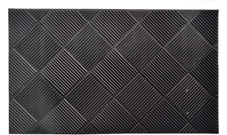 Rubber Doormat 45 × 75 cm – Diamonds, Black