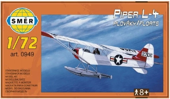 Модел Piper L-4 с поплавъци 1:72 14,7x9,3 см в кутия 25x14,5x4,5 см