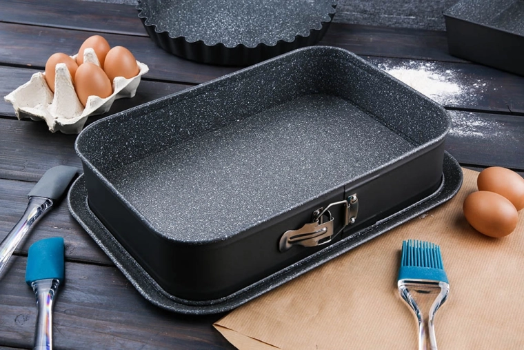 Rectangular shape for even portions and efficient baking