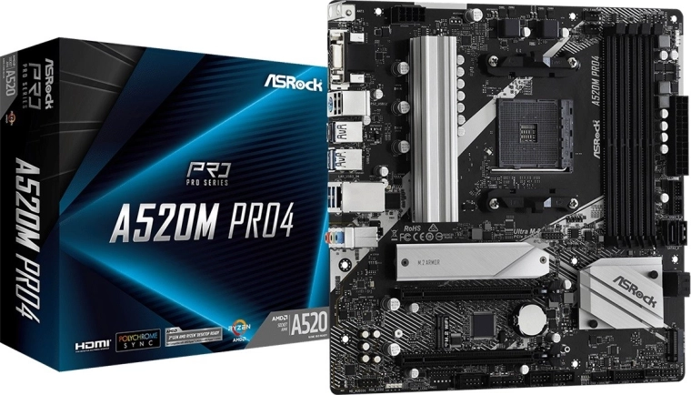 ASROCK A520M PRO4 Motherboard (AM4, microATX)
