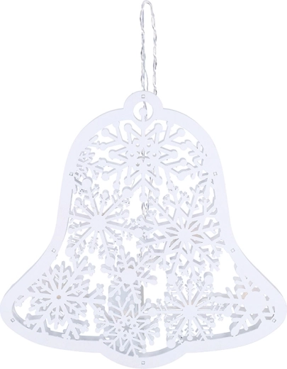 Solight LED дървена коледна камбанка 30 см, 9 LED, бяла, с таймер