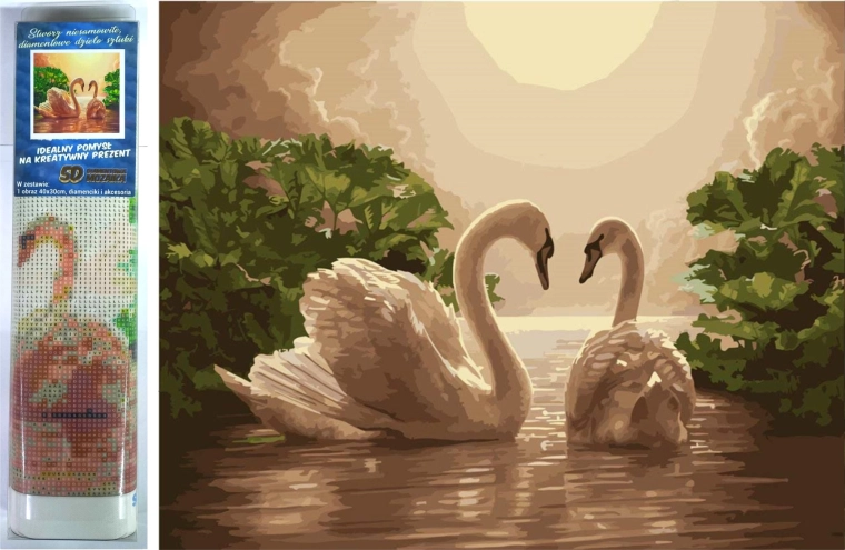 Диамантено рисуване „Лебедова песен“ 30 × 40 см