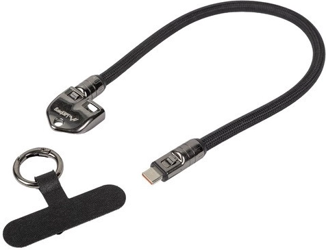 Lanberg USB-C Cable with Keychain and Strap 30 cm 240 W Black