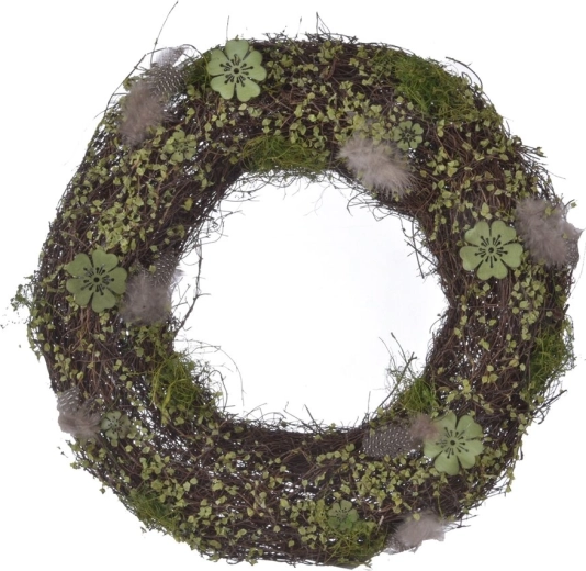 Green spring wicker wreath 35 cm
