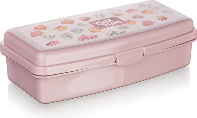 Pink YUM snack box with clip closure 20 × 9.5 × 5.5 cm